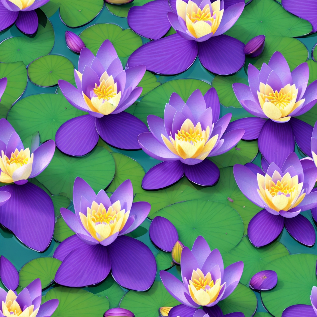 Water lilies in a pond pattern