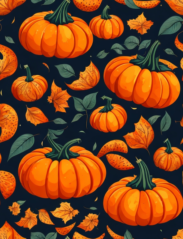 Orange pumpkins Halloween pattern