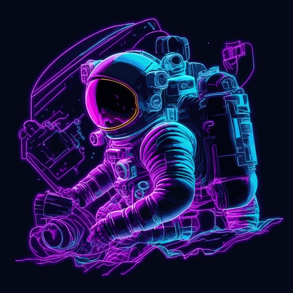 Glowing astronaut in space