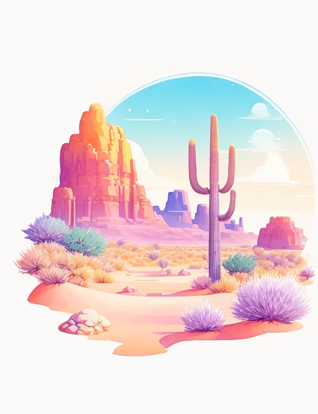 Desert landscape - cute art for stickers