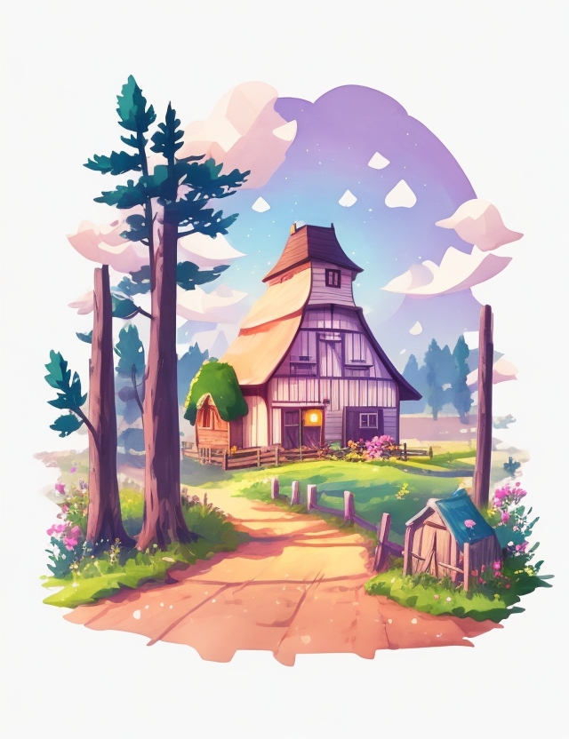 Peaceful farmhouse - cute art for home decor and stickers