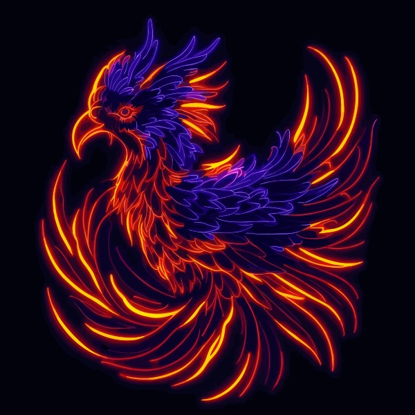 Phoenix bird neon style