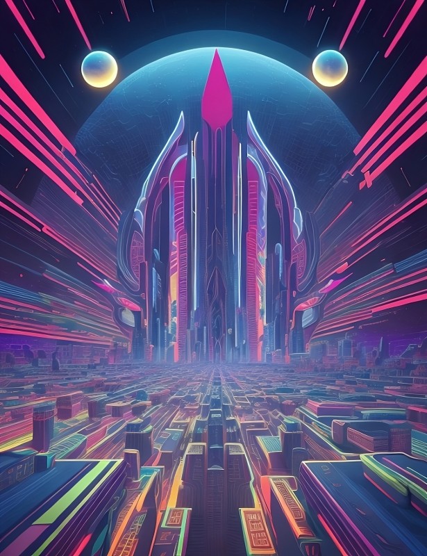 Spaceship on dock - Neon collection