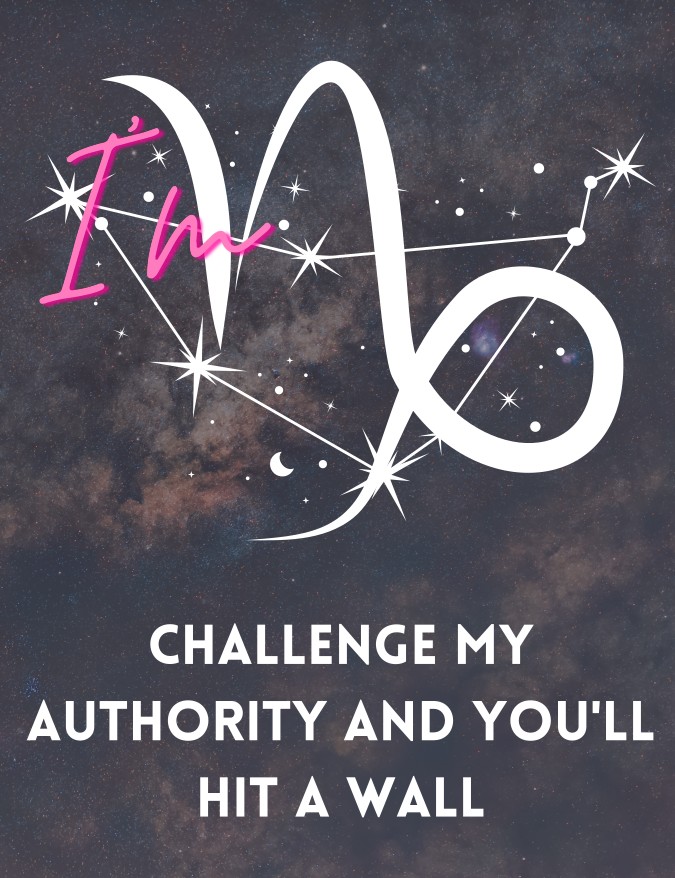 I'm Capricorn. Challenge my authority and you'll hit a wall.