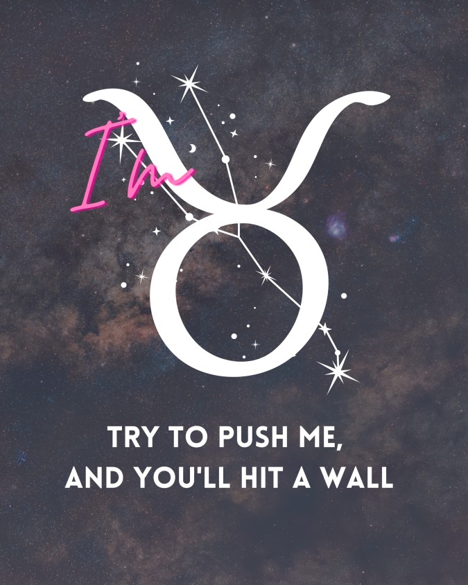 I'm Taurus. Try to push me, and you'll hit a wall
